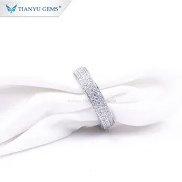 Gemme Tianyu Personalizzate con montatura completa Gemme larghe in oro bianco con diamanti Moissanite Anelli da uomo