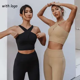 LU align outfits Yoga Outfit for Woman Take Top Gym Sport Bra Women Women Set shockproof Side Sexy Sexy Back Cross Strap Litness Suit Jogger GRY LU-08 2024