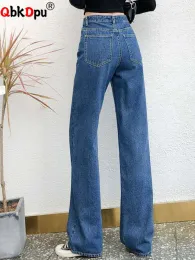 Jeans largura jeans women women casual high wasit grande tamanho reto calça de jeans de streetwear solto vaqueros casual 5xl pantalones jeansy novo