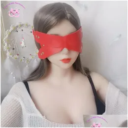 Sömmasker y ögonmaskblindningsbeläggning för kvinnor pu läder rosa röda svart halloween maskerad blinder band cosplay accessoarer nya cx220 dhczc
