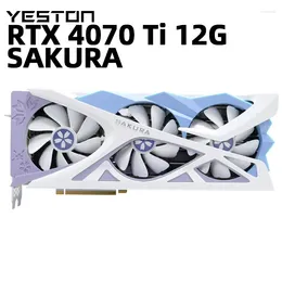 Schede grafiche YESTON GeForce RTX4070Ti Scheda GDDR6X da 12 GB 192 bit 3 ventole PC Gamer Video Desktop GPU da gioco bianco puro