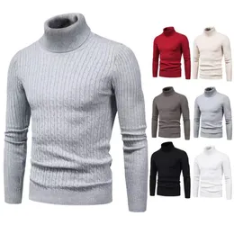 2024 NEW AUTURN/WINTER MEN'S HIGH NECK SEATER KORIN EDITION SLIM FIT Youth Solid Color Pullover Bottom Knitt