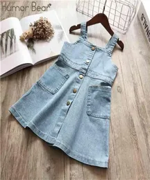 Humor urso verão crianças vestidos para meninas sem mangas denim lavagem cinta princesa roupas 2108049141557