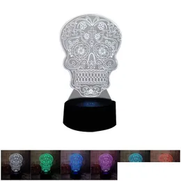 Luzes da noite Brelong Skl Jesus 3D Night Light Touch Table Desk Lâmpadas 7 cores mudando luzes com acrílico plano 1 pc gota entrega luz dh6cd