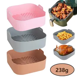 Airfryer cesta de silicone assadeira antiaderente fritadeiras de ar forno assadeira bandeja de frango frito cesta airfryers acessórios reutilizáveis 240227