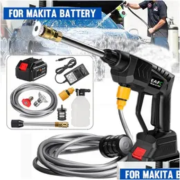 Vattenpistolen Snow Foam Lance Ny 500W Electric Cordless High Pressure Washer 20000mAh Spray Water Gun 21V Batterilvätt Munstycke Clean DHL7W