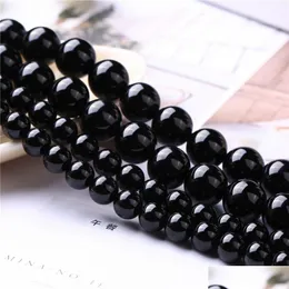 Agate Natural Black Onyx Loose Beads Good 4-12Mm For Earring Bracelet Necklace Dyi Jewelry Making Men Drop Delivery Jewelry Loose Bea Dhyyi