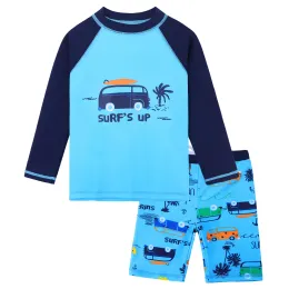 Swimwear BAOHULU Boys Swimsuit Set Two Pieces UPF50+ UV Sun Protective Swimwear Cartoon Print Bathing Suit Summer Beachwear