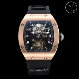 2024 YS Factory Men's Watch RM001 True Tourbillon Mechanical Movement Upgrade Tempered Glass Double Layer bokstavliga gummibanddesigner Klockor