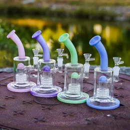 5 mm hårda glas bongs vattenpipa fågelbur perc lila blått gröna rosa vatten bong rör kupol olje riggar stänk skydd dab rigg böj rör rör ll ll