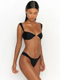 Set Miyouj Sexy Bikini Stampa da bagno Swimsuit Women 2024 Bandeau costumi da bagno Mujer Bandage Bandage Beachwear Micro Thong Brasile Sui costumi