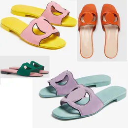 Summer woman sandal flats Interlocking cut-out slide sandal for woman outdoor flip flop beach sandals mules sandalies calf leather cool designer