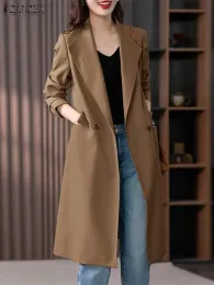 Blazers Zanzea Woman Fashion Long Sleeve Blazer Autumn Label Neck Work Ol Jackets Button Button Down Outdear Casual Solid Coats 2023