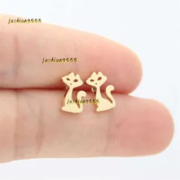 Stud intero 10 paia lotto bellezza gatto orecchino in acciaio inossidabile piccolo gattino orecchini personalizzati donne ragazze bambini orecchini a bottone regalo di compleanno Jewe 2024 designer orecchini gioielli