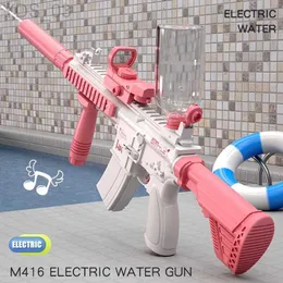 Pistola giocattoli estate nuova M416 pistola ad acqua elettrica ricaricabile a lungo raggio tiro continuo spazio gioco di società spruzzi giocattolo per bambini regalo YQ240307