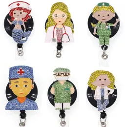 Keychains 10pcs lot Scrubs Badge Reel Retractable For Id With Alligator Clip12846