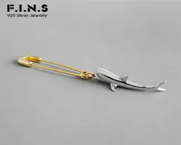 FINS 1 PC Koreanische 925 Sterling Silber Ohrring Nur Einzelne Hai Pin Drop Ohrringe Persönlichkeit Weibliche 2201086330026