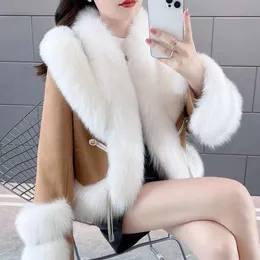 2023 Haining Autumn and Winter New Fox Fur Grass Coat Krótka moda młoda zamsz zintegrowana 552913