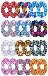 Kvinnor Shiny Gold Stamp Scrunches Hair Bands Elastic Hairbands Girls Ponytail Holder Rope Scrunchie Hairbands A2838098122