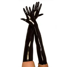 البالغين مثير القفازات الطويلة الطويلة اللاتكس السيدات السوداء Hippop Faux Leather Gloves Clubwear Sexy Catsuit Cosplay Costumes Accessory1389780