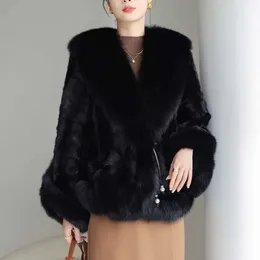 Haining женская одежда из искусственного меха норки и лисы, зимняя мода 2023, новое благородное роскошное пальто, тренд 543897