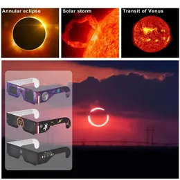 20st Papper Solar Eclipse Glasses Random Color Full Observation Solglasögon 3D Outdoor Solar Eclipse Anti UV Framing Glasses Sales 240307