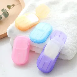 20 pezzi Set di carta di sapone in scatola usa e getta portatile Aromaterapia Lavaggio a mano Bagno da viaggio Mini scatola di sapone Base di sapone Accessori per il bagno7752826