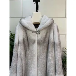 2023 New Cross 전체 벨벳 모자 Long Women 's Mink Coat Fur 299609