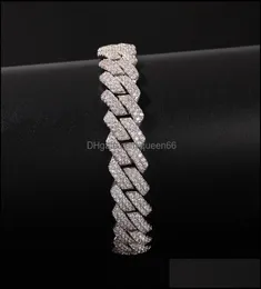 سلسلة الهيب هوب إضافة Zirconia bling مكعب Iced Out Gold Sier Open Lock Seamless Miami Miami Link Bracelet for Men Rapper Jewelery 364 9780848