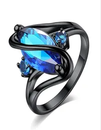 Anéis de casamento Chegada Cor Preta Cristal Azul Para Mulheres Bandas Noivado Moda Jóias Bague Namorada Gifts2410432