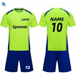 2021 Customize Football Jerseys Kids Adult Soccer Uniforms Men Women Futsal ShirtShorts Training Set Breathable Sport Clothing 240306