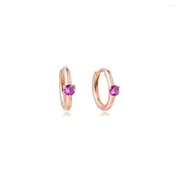 Hoop Earrings Rose Pink Solitaire Huggie 925 Sterling Silver Jewelry