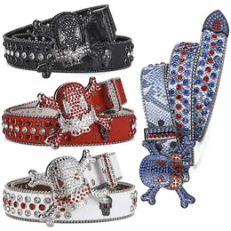 Crystal Studded Diamond Belt med Skull Buckle High-End Full Diamond Sequin Trendy Unisex Belt