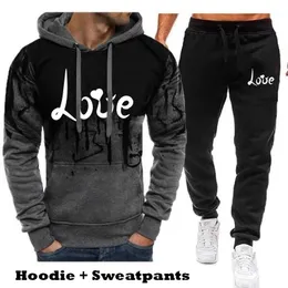 Love Printed Fashion Hoodie Men Bluza i dresowe dres do młodzieży Jogging Suits S-4xl 240307