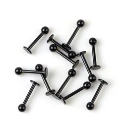 Labret, Lip Piercing Jewelry Trendy Lip Ring 16G Black Stainless Steel Ball Stud Chin Piercing Bars Body Jewelry Drop Delivery Jewelr Dhjk4