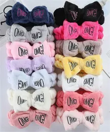 Letter OMG Coral Fleece Soft Bow Headbands for women Girls Cute Hair Holder Hairbands Bands Headwear Hair Accessories8830043