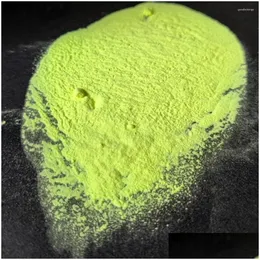 Nail Glitter 500G/Bag Lemon Yellow Color Poluminescent Powder Glow In Dark Phosphor Decoration Material For Luminous Drop Delivery Dhxct