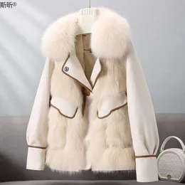 Haining Fur Women's Double-Sided Woolen Down Jacket, Fashionable Coat, Medium Length Winter Street Po Style, Chubby Mm, Small Stature 536641