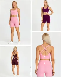 LL Women Fitness Yoga Outfit مجموعات قمم صليب BRA CROSS BACK مع PAD PAD الرياضية الصدرية الجري