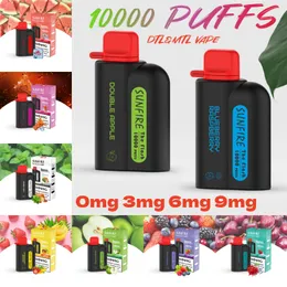 Oryginalny Sunfire 10000 Puffs Dostęp Eftarette DTL MTL 20ml Prefilled 650MAH Urządzenie Big Vapor 0mg 3mg 6mg 9mg Super Smoke we France Dubai Bezpłatny statek