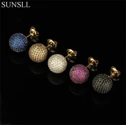 Sunsll Golden Color Copper Pins Multicolor Cubic Zirconia Stud Earring039S Party Fashion Jewelry Cobre CZ Brincos 2106167970610