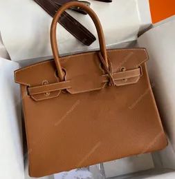 Yüksek kaliteli tasarımcı çanta çanta çanta lüks el çantaları 25cm 30cm 35cm Togo Cowhide ve Lychee Desen Siyah Tasarımcı Çantalar, Box el yapımı gerçek deri 10a kadınlar için