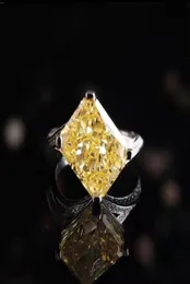 Wedding Rings European American Creative Jewelry Inlay Square Yellow Crystal Cubic Zirconia Fashion Women Promise Eternal RingWedd4438213