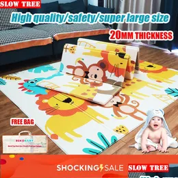 Play Mats 200Cmx180Cm Xpe Baby Mat Kid Folding Cling Carpet Non-Slip Puzzle Game Playmat Rug Educational Toy Gift Drop Delivery Dhqsw