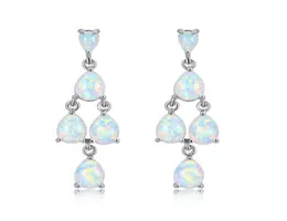 Dangle Chandelier Boho Female White Blue Opal Drop Earrings Silver Coll Long for Women Vintage Bridal Wedding Comphring6383786