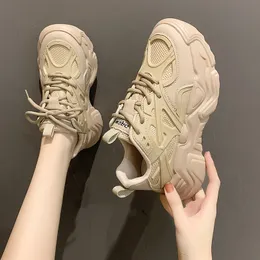 Par pappa skor enkel plattform chunky sneakers kil för kvinnors avslappnade skor andas mesh sommarsport löpande sko lättvikt tenis feminino spets upp a19