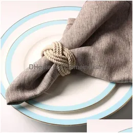 Napkin Rings 30Pcs Model Room Natural Jute Napkin Ring Rope Woven Buckle Linen 201120 Drop Delivery Home Garden Kitchen, Dining Bar Ta Dhzdv