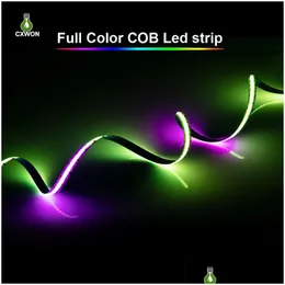 Светодиодные ленты 24 В Dream Color Led Cob Strip Lights Ws2811 16.4Ft/5M 720Leds/M Cri90 Яркая гибкая лента 12 мм с Wi-Fi Bluetooth Music S Dhqyc