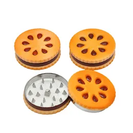 Cookie Metal Grinder Form Orange 55mm Biscuit Tabacco Grinder Crusher Bilayer lager Torkade blommor Herbs Home Funny Gift