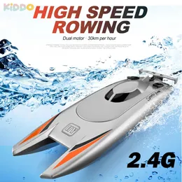 2.4g barco rc barco rc 30kmh 4ch barco de controle remoto de alta velocidade barco a remo à prova dwaterproof água capsize redefinir rc barco de corrida lancha 240223